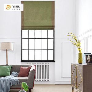 DIHINHOME Home Textile Roman Blind DIHIN HOME Exquisite Green Printed Roman Shades ,Easy Install Washable Curtains ,Customized Window Curtain Drape, 24"W X 64"H