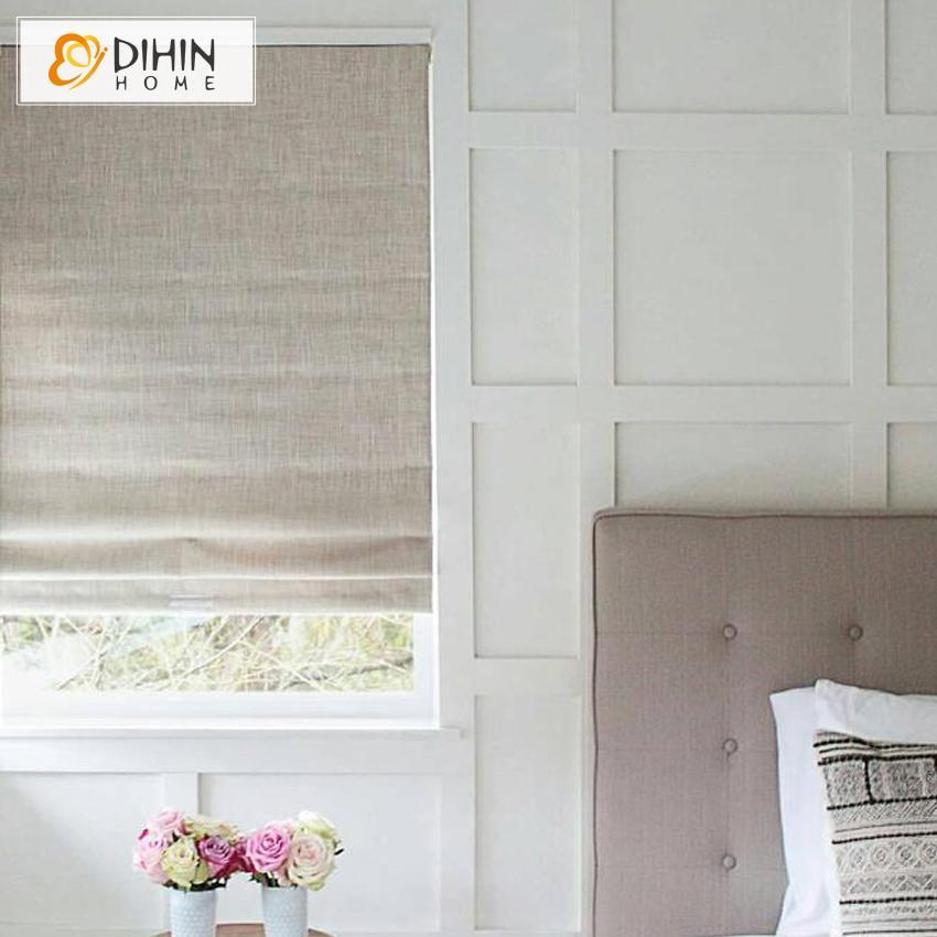 DIHINHOME Home Textile Roman Blind DIHIN HOME Exquisite Solid Beige Printed Roman Shades ,Easy Install Washable Curtains ,Customized Window Curtain Drape, 24"W X 64"H