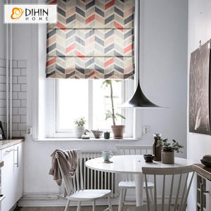DIHIN HOME Fashion Geometry Printed Roman Shades ,Easy Install Washable Curtains ,Customized Window Curtain Drape, 24"W X 64"H