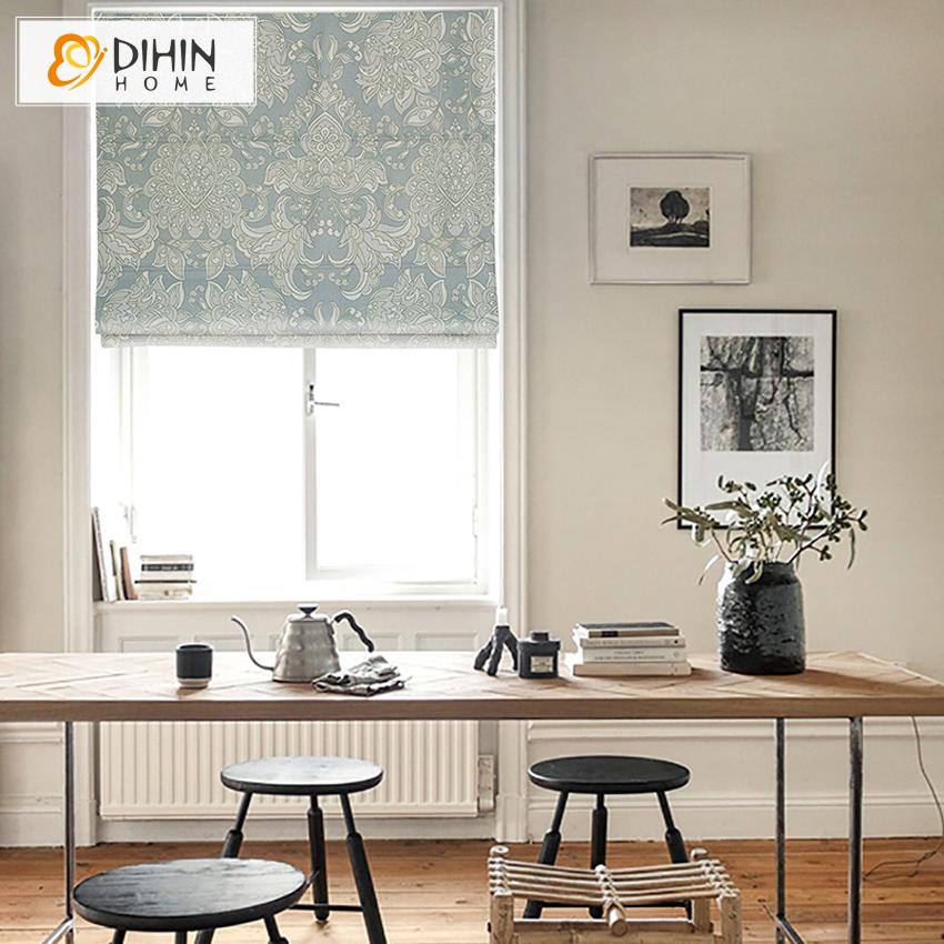 DIHIN HOME Garden Flower Printed Roman Shades ,Easy Install Washable Curtains ,Customized Window Curtain Drape, 24"W X 64"H