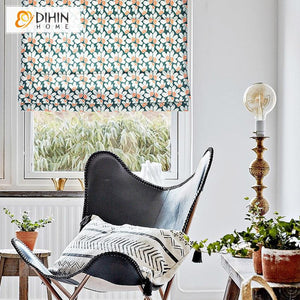 DIHIN HOME Garden Small Flowers Printed Roman Shades ,Easy Install Washable Curtains ,Customized Window Curtain Drape, 24"W X 64"H