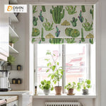 DIHINHOME Home Textile Roman Blind DIHIN HOME Green Cactus Printed Roman Shades ,Easy Install Washable Curtains ,Customized Window Curtain Drape, 24"W X 64"H