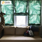 DIHINHOME Home Textile Roman Blind DIHIN HOME Green Leaves Printed Pastoral Roman Shades ,Easy Install Washable Curtains ,Customized Window Curtain Drape, 24"W X 64"H