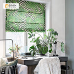 DIHINHOME Home Textile Roman Blind DIHIN HOME Green Leaves Printed Roman Shades ,Easy Install Washable Curtains ,Customized Window Curtain Drape, 24"W X 64"H