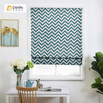 DIHINHOME Home Textile Roman Blind DIHIN HOME Green Wave Printed Roman Shades ,Easy Install Washable Curtains ,Customized Window Curtain Drape, 24"W X 64"H