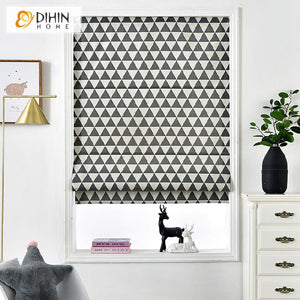 DIHINHOME Home Textile Roman Blind DIHIN HOME Intensive Triangle Printed Roman Shades,Easy Install Washable Curtains ,Customized Window Curtain Drape, 24"W X 64"