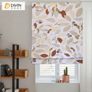 DIHINHOME Home Textile Roman Blind DIHIN HOME Leaves and Fruit Printed Roman Shades,Easy Install Washable Curtains ,Customized Window Curtain Drape, 24"W X 64"