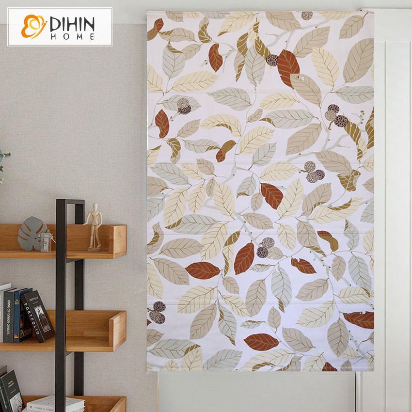 DIHINHOME Home Textile Roman Blind DIHIN HOME Leaves and Fruit Printed Roman Shades,Easy Install Washable Curtains ,Customized Window Curtain Drape, 24"W X 64"