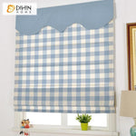 DIHINHOME Home Textile Roman Blind DIHIN HOME Light Blue Square Printed Roman Shades ,Easy Install Washable Curtains ,Customized Window Curtain Drape, 24"W X 64"H