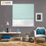 DIHIN HOME Modern Aquatic Blue Color Roman Shades ,Easy Install Washable Curtains ,Customized Window Curtain Drape, 24"W X 64"H