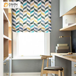 DIHIN HOME Modern Geometric Printed Roman Shades ,Easy Install Washable Curtains ,Customized Window Curtain Drape, 24"W X 64"H