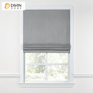 DIHIN HOME Modern Light Grey Color Roman Shades ,Easy Install Washable Curtains ,Customized Window Curtain Drape, 24"W X 64"H