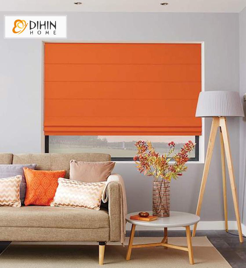DIHIN HOME Modern Orange Color Roman Shades ,Easy Install Washable Curtains ,Customized Window Curtain Drape, 24"W X 64"H