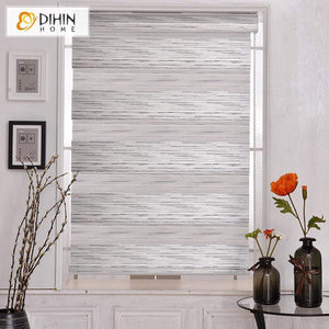DIHINHOME Home Textile Roman Blind Custom Made DIHIN HOME Modern Silver Color Blackout Curtains Double Layer Zebra Blinds Rollor Blind Easy Install Custom Made Free Shipping