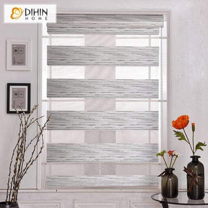 DIHINHOME Home Textile Roman Blind Custom Made DIHIN HOME Modern Silver Color Blackout Curtains Double Layer Zebra Blinds Rollor Blind Easy Install Custom Made Free Shipping