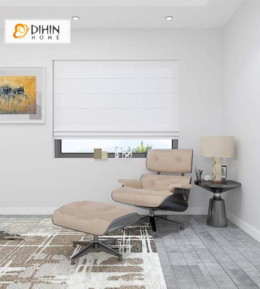DIHIN HOME Modern White Color Roman Shades ,Easy Install Washable Curtains ,Customized Window Curtain Drape, 24"W X 64"H