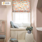 DIHINHOME Home Textile Roman Blind DIHIN HOME Orange Fox Printed Roman Shades ,Easy Install Washable Curtains ,Customized Window Curtain Drape, 24"W X 64"H