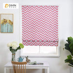 DIHINHOME Home Textile Roman Blind DIHIN HOME Pink Wave Printed Roman Shades ,Easy Install Washable Curtains ,Customized Window Curtain Drape, 24"W X 64"H