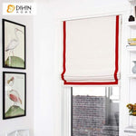 DIHINHOME Home Textile Roman Blind DIHIN HOME Red Stripes Edge Printed Roman Shades ,Easy Install Washable Curtains ,Customized Window Curtain Drape, 24"W X 64"