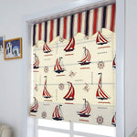 DIHINHOME Home Textile Roman Blind DIHIN HOME Sailboat Printed Roman Shades ,Easy Install Washable Curtains ,Customized Window Curtain Drape, 24"W X 64"H