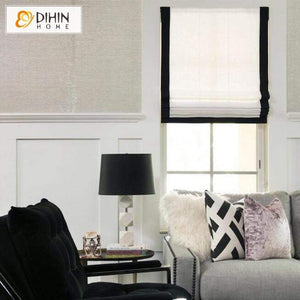 DIHINHOME Home Textile Roman Blind DIHIN HOME Simple Black Edge Printed Roman Shades ,Easy Install Washable Curtains ,Customized Window Curtain Drape, 24"W X 64"H
