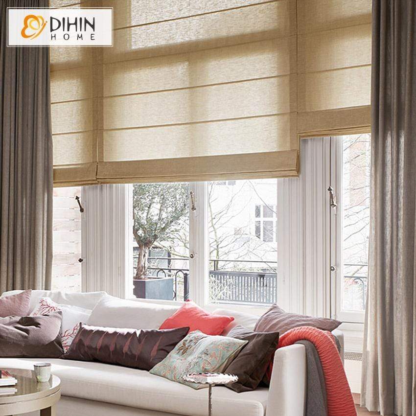 DIHINHOME Home Textile Roman Blind DIHIN HOME Simple Yellow Printed Roman Shades ,Easy Install Washable Curtains ,Customized Window Curtain Drape, 24"W X 64"