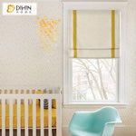 DIHINHOME Home Textile Roman Blind DIHIN HOME Simple Yellow Stripes Edge Printed Roman Shades ,Easy Install Washable Curtains ,Customized Window Curtain Drape, 24"W X 64"