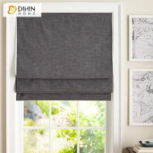 DIHINHOME Home Textile Roman Blind DIHIN HOME Solid Black Printed Roman Shades ,Easy Install Washable Curtains ,Customized Window Curtain Drape, 24"W X 64"