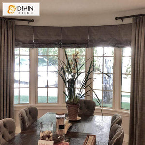 DIHINHOME Home Textile Roman Blind DIHIN HOME Solid Brown Printed Luxurious Roman Shades ,Easy Install Washable Curtains ,Customized Window Curtain Drape, 24"W X 64"H
