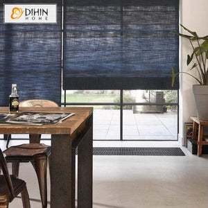 DIHINHOME Home Textile Roman Blind DIHIN HOME Solid Dark Blue Printed Roman Shades ,Easy Install Washable Curtains ,Customized Window Curtain Drape, 24"W X 64"H