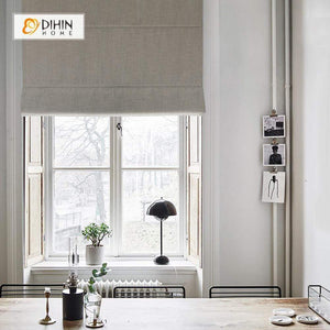DIHINHOME Home Textile Roman Blind DIHIN HOME Solid Grey Printed Roman Shades ,Easy Install Washable Curtains ,Customized Window Curtain Drape, 24"W X 64"H