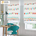 DIHINHOME Home Textile Roman Blind DIHIN HOME Triangle Flags Printed Roman Shades,Easy Install Washable Curtains ,Customized Window Curtain Drape, 24"W X 64"