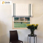 DIHIN HOME Two Grey Stripes Edge Printed Roman Shades,Easy Install Washable Curtains ,Customized Window Curtain Drape, 24"W X 64"