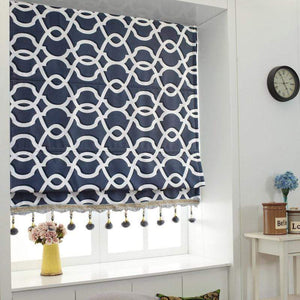 DIHINHOME Home Textile Roman Blind Grey Geometric Printed Roman Shades / Window Blind Fabric Curtain Drape, 23"W X 64"H