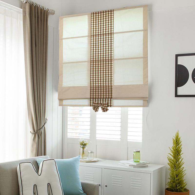 DIHINHOME Home Textile Roman Blind Modern Plaid Striped Solid Color Roman Shades / Window Blind Fabric Curtain Drape, 23"W X 64"H