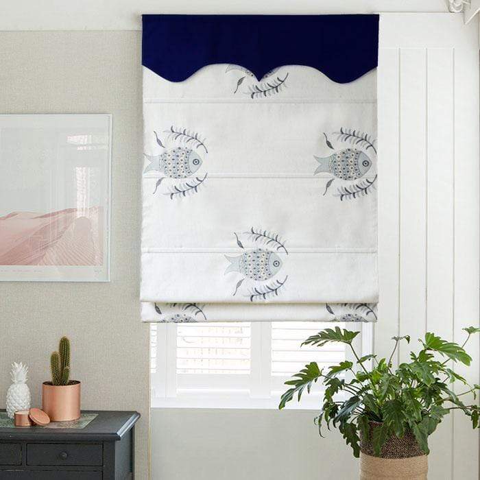 DIHINHOME Home Textile Roman Blind Modern Rich Fish Emboridered Roman Shades / Window Blind Fabric Curtain Drape , 23"W X 64"H