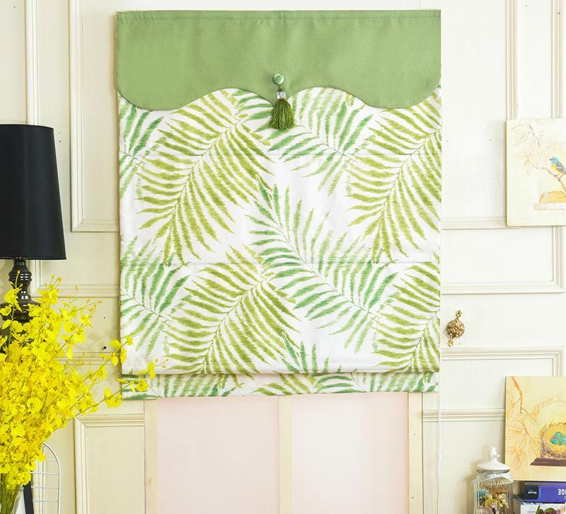 DIHINHOME Home Textile Roman Blind Pastoral Green Leaf Printed Roman Shades / Window Blind Fabric Curtain Drape, 23"W X 64"H