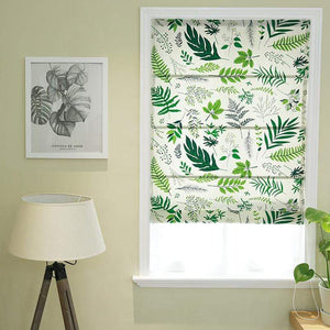 DIHINHOME Home Textile Roman Blind Pastoral Green Leave Printed Roman Shades / Window Blind Fabric Curtain Drape , 23"W X 64"H