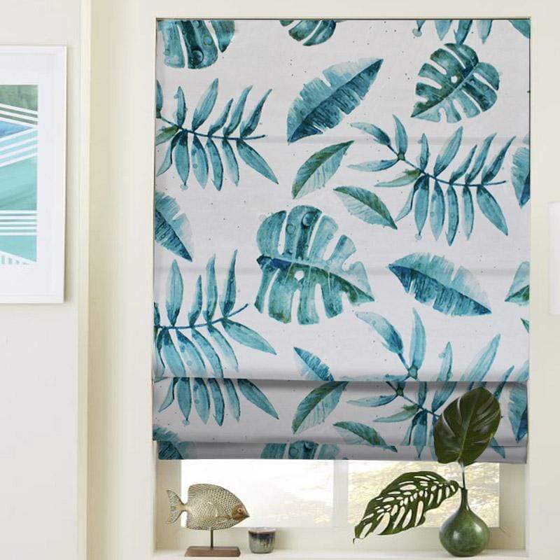 DIHINHOME Home Textile Roman Blind Tropic Banana Leaf Printed Roman Shades / Window Blind Fabric Curtain Drape, 23"W X 64"H