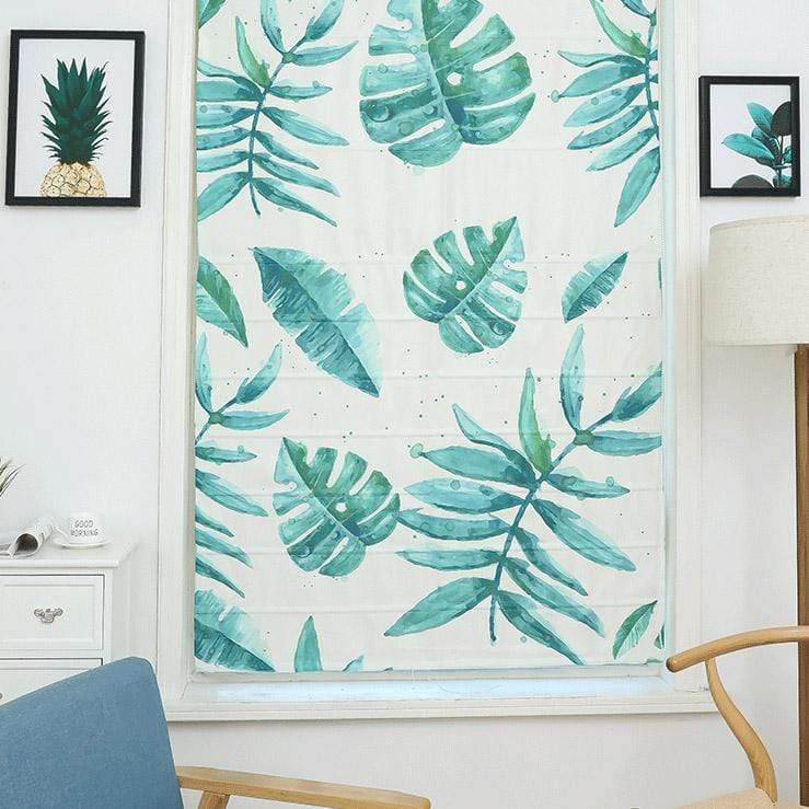 DIHINHOME Home Textile Roman Blind Tropic Banana Leaf Printed Roman Shades / Window Blind Fabric Curtain Drape, 23"W X 64"H