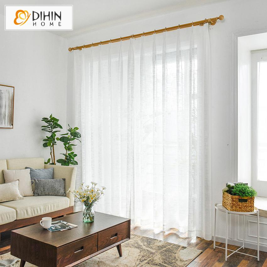 DIHINHOME Home Textile Sheer Curtain Copy of DIHIN HOME Modern Cotton Linen Blue Color,Sheer Curtain,Grommet Window Curtain for Living Room ,52x63-inch,1 Panel