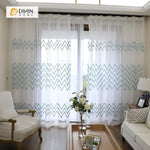 DIHINHOME Home Textile Sheer Curtain DIHIN HOME Broken Lines Embroidered Sheer Curtain ,Day Curtains Grommet Window Curtain for Living Room ,52x63-inch,1 Panel