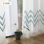 DIHINHOME Home Textile Sheer Curtain DIHIN HOME Broken Lines Embroidered Sheer Curtain ,Day Curtains Grommet Window Curtain for Living Room ,52x63-inch,1 Panel
