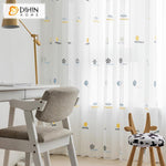 DIHIN HOME Cartoon Ball Sports Style Embroidered,Sheer Curtain, Grommet Window Curtain for Living Room ,52x63-inch,1 Panel