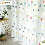 DIHIN HOME Cartoon Children Learning Alphanumeric Fashion Curtains ,Sheer Curtain, Grommet Window Curtain for Living Room ,52x63-inch,1 Panel