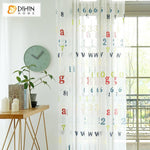 DIHIN HOME Cartoon Children Learning Alphanumeric Fashion Curtains ,Sheer Curtain, Grommet Window Curtain for Living Room ,52x63-inch,1 Panel