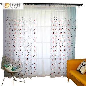 DIHIN HOME Cartoon Children Room Stars Pattern Fashion Curtains ,Sheer Curtain, Grommet Window Curtain for Living Room ,52x63-inch,1 Panel