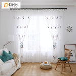 DIHINHOME Home Textile Sheer Curtain DIHIN HOME Cartoon Helicopter Embroidered Sheer Curtain, Grommet Window Curtain for Living Room ,52x63-inch,1 Panel