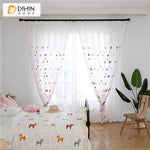 DIHIN HOME Cartoon Lovely Heart Embroidered,Sheer Curtain, Grommet Window Curtain for Living Room ,52x63-inch,1 Panel