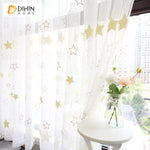 DIHINHOME Home Textile Sheer Curtain DIHIN HOME Cartoon Lucky Stars Embroidered,Grommet Window Sheer Curtain for Living Room ,52x63-inch,1 Panel